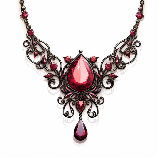 Necklace art in the Chiaroscuro style, on white background