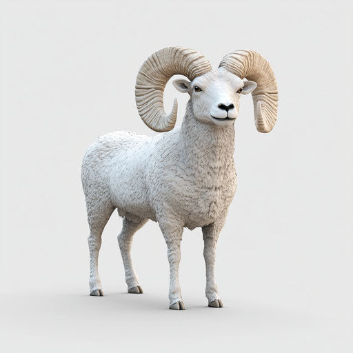 3D ram on flat white background