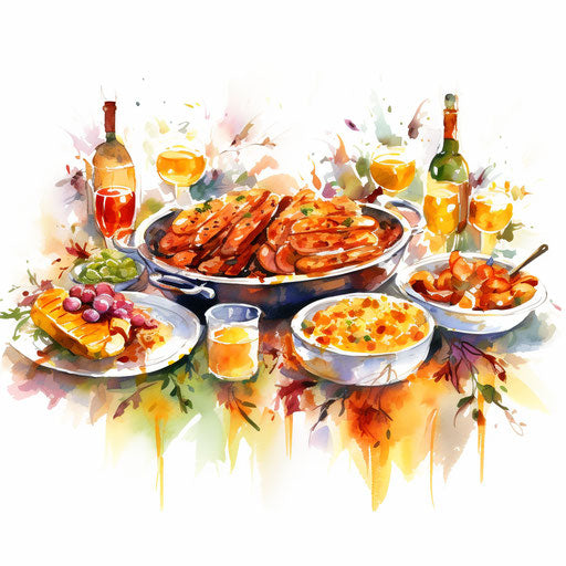 Impressionistic Art style potluck clipart on white background