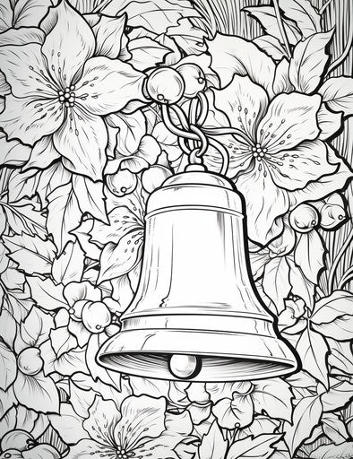 Christmas bells coloring pages, various artistic styles