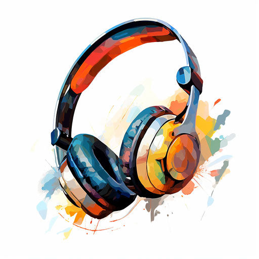 Headset clipart in the style of Oil painting, on a white background