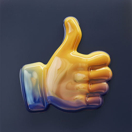 Thumbs up sign in dark yellow and light indigo tones