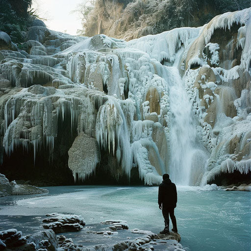 Icy Sticky Waterfall in Thailand during winter