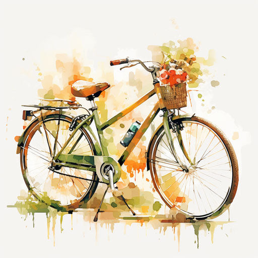 Bicycle illustration in the style of Oil painting on white