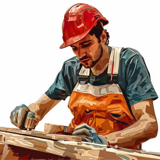 Photo realistic carpenter clipart on a flat and white background