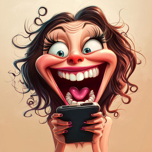 Humorous caricature of a phone clipart with human characteristics