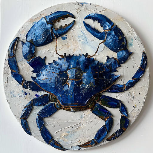 Oil painting of the Cancer zodiac sign, rich textures and colors