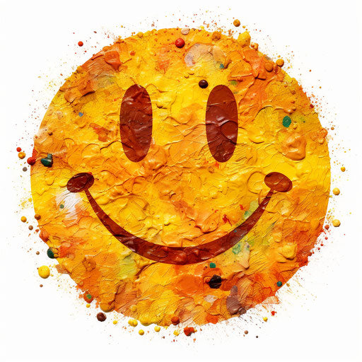Smiley face in Impressionistic Art style, on white background