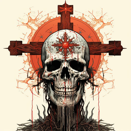 Death head with broken cross