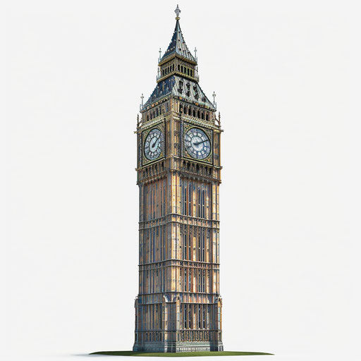 Realistic illustration of Big Ben on flat white background