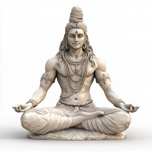 3D representation of Shiva in photo-realistic style with flat white background, isolated clipart