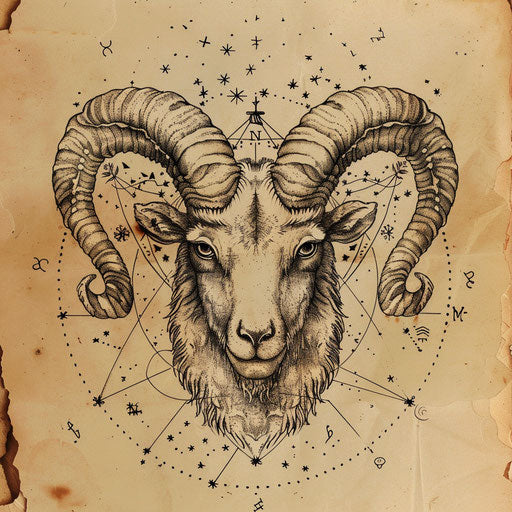 Vintage Aries constellation tattoo sketch