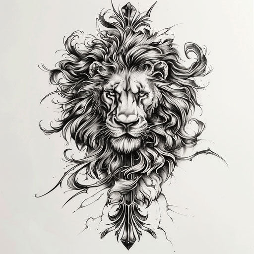 Cross with lion mane and sharp claws