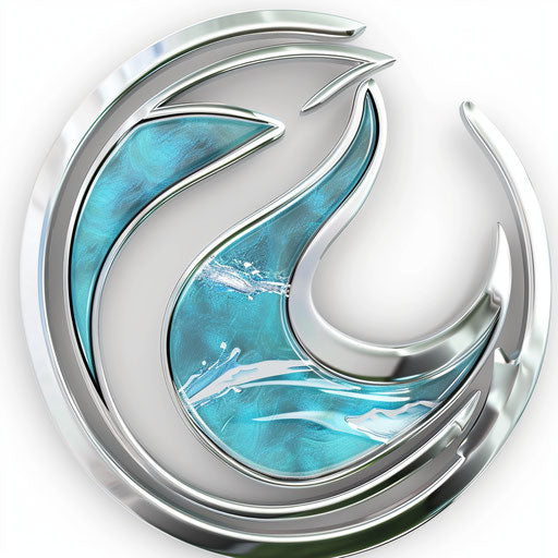 Water logo in aqua and silver with a modern background