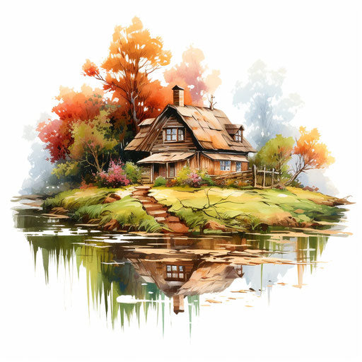 Beautiful clipart in the style of oil painting, on white background