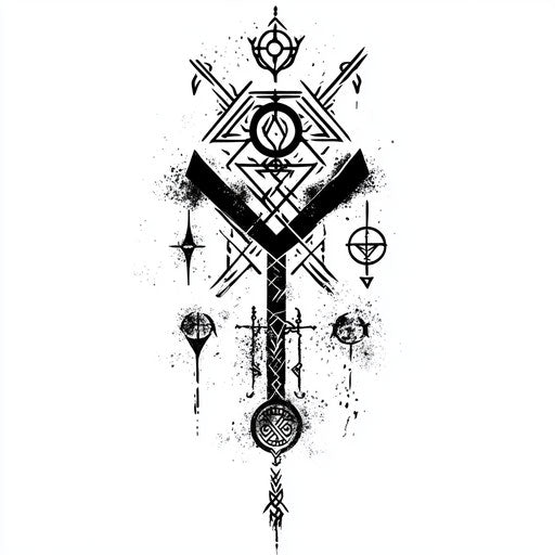 Ancient constantine tattoo on white background