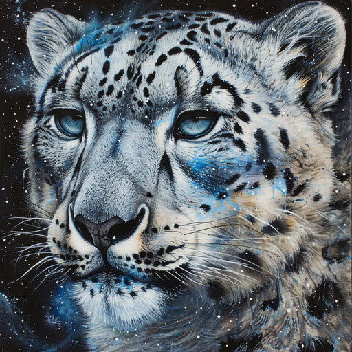 Snow leopard gazing into the universe through its eyes