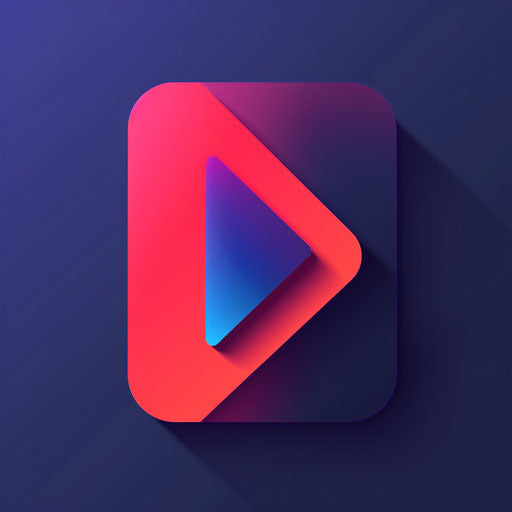 Audio logo in red and navy with a vibrant gradient background