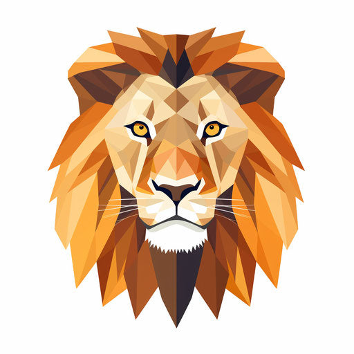 Minimalist lion face illustration on white background