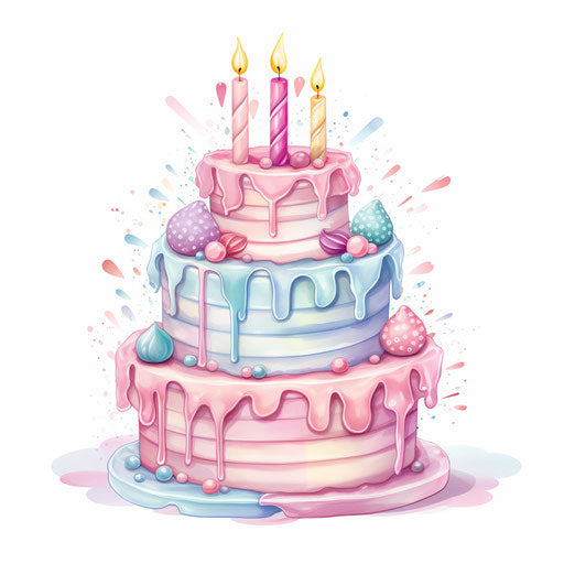 Birthday cake in Pastel Colors Art style