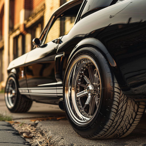 Wide tires on the classic Ford Mustang GT Shelby