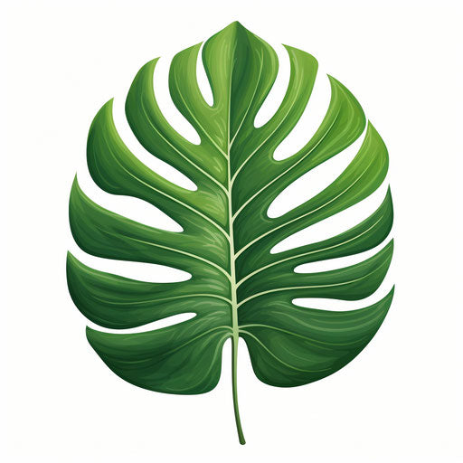Monstera leaf in Minimalist style, on white background