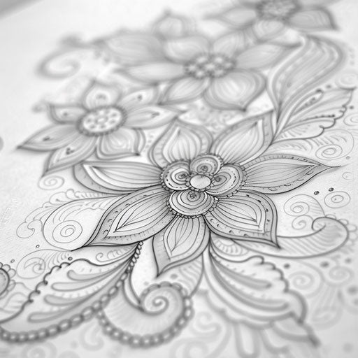 Detailed summer henna tattoo sketch with intricate designs