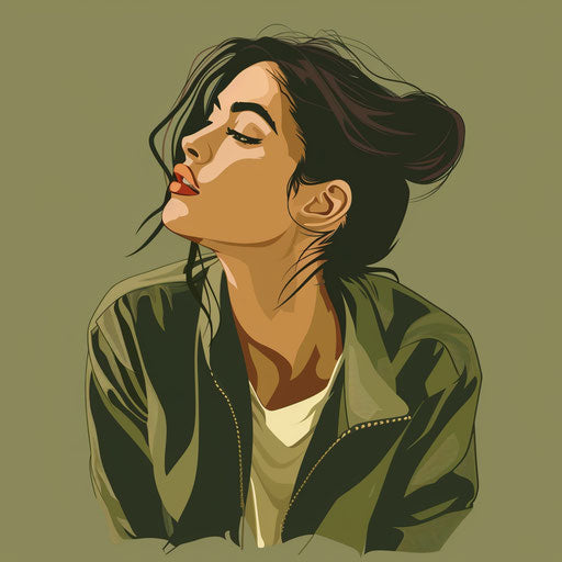 Artist clipart on muted olive background with soft gradients