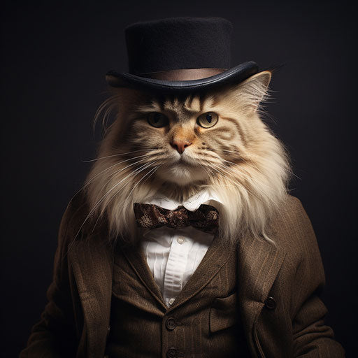 A siberian cat dressed like a man