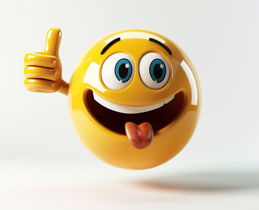 Excited emoji doing thumbs up in the air