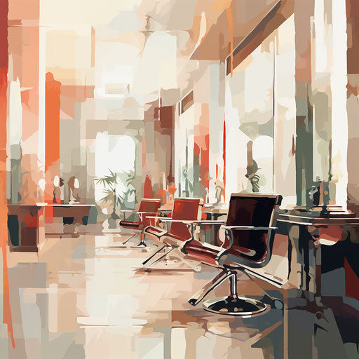 Impressionistic Art style clipart of a salon, on white background