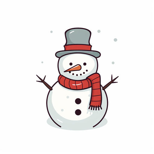 Minimalist snowman artwork on white background