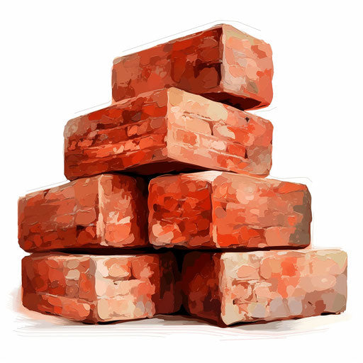 Brick clipart in the style of Oil painting, on a white background