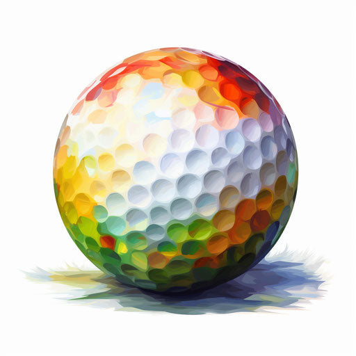 Golf balls in oil painting style clip art, white background