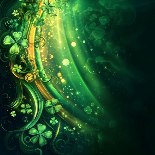 St. Patrick's Day background with rainbow and shamrocks