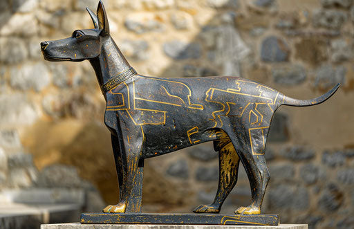 Doberman breeding, strong contours style, 1000-1400, light black and gold