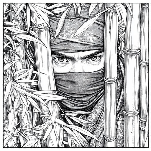 Ninja hidden in the bamboo forest