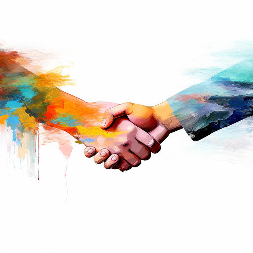 Handshake clipart in the style of Impressionistic Art