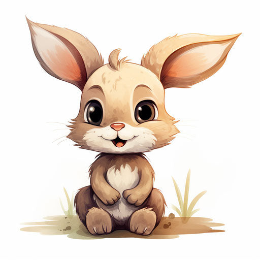 Adorable bunny artwork in Chiaroscuro Art style, on white background