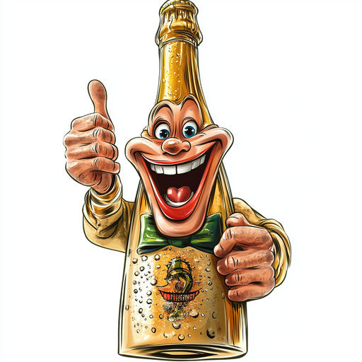 Multi-Use Champagne Bottle Caricature Clipart Bundle in All Formats