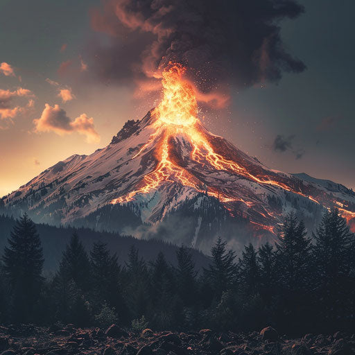 View of Mt. Hood erupting like a volcano