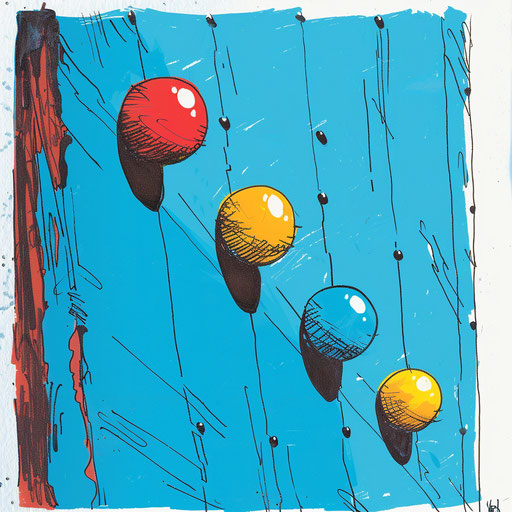 Three dots on a climbing wall, inspiration in the colors