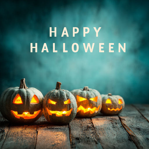 Festive Halloween Scene with Glowing Jack-o'-Lanterns