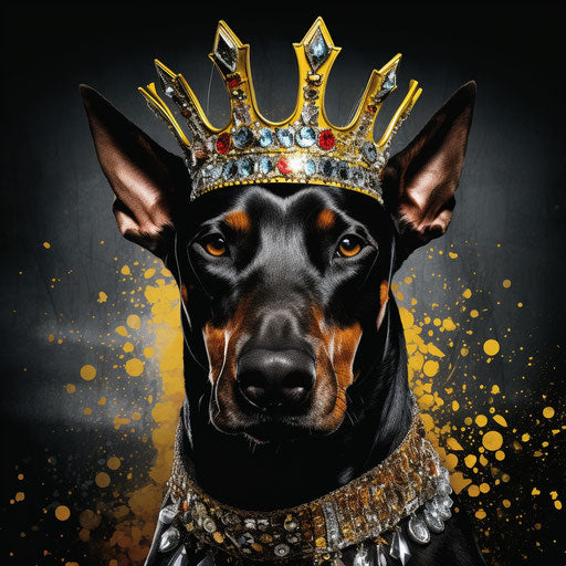 Doberman terrier dog, queencore style, high quality photo