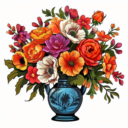 Flower vase illustration in the style of Chiaroscuro Art