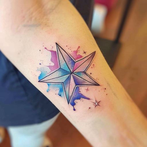 Watercolor nautical star tattoo