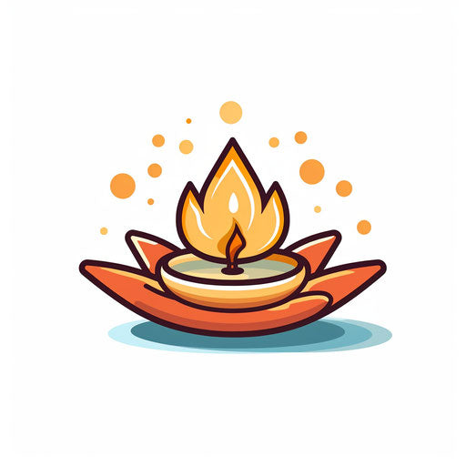 Minimalist diya clipart on white background