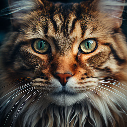 Norwegian forest cat closeup of the face