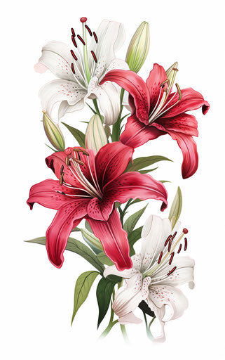 Lily tattoo in light gray and black style