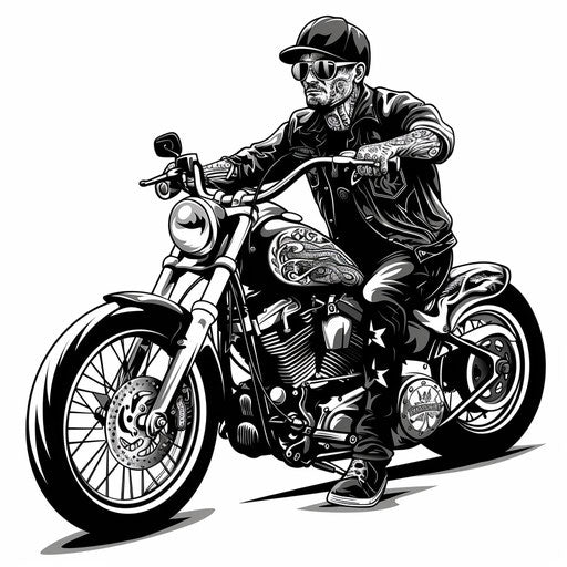 Elegant biker tattoo sketch with sophisticated designs